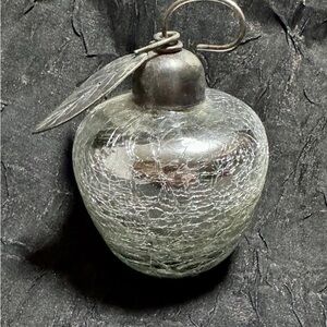 Vintage Glass Christmas Ornament Silver Clackle Decorative Apple Ball Kugel